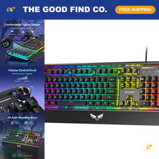 RGB Wired Gaming Keyboard with Metal Panel, Customizable Backlit, Volume Control picture