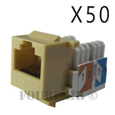 50x Pack Lot CAT6 Network RJ45 Port 110 Punch Down Keystone Snap-In Jack Ivory picture