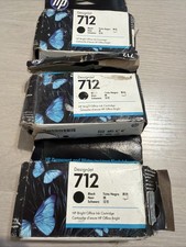 Lot Of 3 HP 712 38-ml Black DesignJet Ink Cartridge, 3ED70A As Is picture