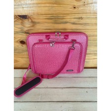 CaseCrown Pink Crocodile Embossed Laptop Messenger Bag Shoulder Strap Case picture