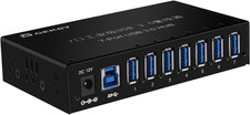 USB 3.0 Hub, USB Data Hub, Metal Case Mountable 7-Port Powered USB Hub 3.0 wi... picture