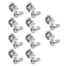 10x Metal Nickel Plated Square Hole Cage Nuts & Screws For Server Rack Cabinet z picture