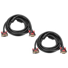 2 PCS VGA Cable (10 ft 15 Pin) - Male to Male Video Cable Adapter Cord Black picture