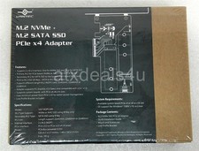 VANTEC UGT-M2PC200 M.2 NVMe + M.2 SATA SSD PCIe x4 Adapter New Sealed picture