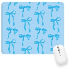 Blue Bow Mouse Pad with Stitched Edge, Blue Mouse Pad for Computer Laptop Non... picture