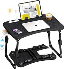 Laptop Table for Bed Adjustable Height Foldable With Storage Portable Lap Desk picture