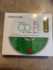 MEMOREX CHRISTMAS HOLIDAY 5PK CD-R SEALED NEW BLANK DISCS MEDIA 52X 700MB 80MIN picture