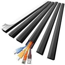 Black Cord Hider Raceway, 85in Length, Covers 3-4 Wires, 6 Count picture