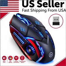 Wireless Gaming Mouse Silent RGB Rechargeable LED Optical USB Mouse picture