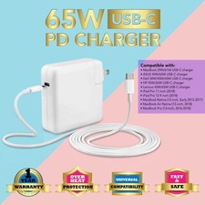 65W watt Type-C USB-C Laptop Adapter Charger For Dell HP Lenovo ASUS Acer Chrome picture