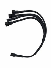 3-Pin to 4 x 3-Pin Computer Case Black Sleeved Fan Power Y-Splitter Cable picture