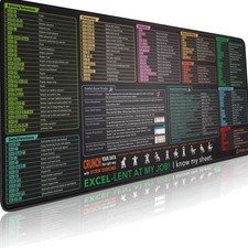Excel Shortcut Keys Mouse Pad - Extended Large XXL Cheat Sheet Gaming Mousepa... picture