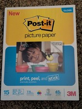 Post It Picture Paper, glossy super sticky, 8.5 x 11, 15 sheets new unopened picture