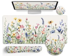 Floral Large Desk Mat Desktop Protector Mouse Pad Flower Pattern Set picture