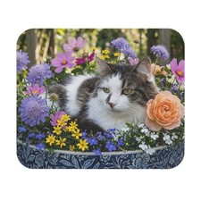 Cat in Flower Garden Mouse Pad picture