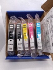 5 Premium Ink Set + Chip for 564 564XL Photosmart 7510 7515 7520 picture