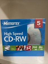 Memorex High Speed CD-RW 5 Pack 700MB 80 Min 12X Rewritable Blank Discs picture