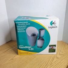 Logitech SoundMan (S-20) 2.5mm Jack Computer Speaker Set Open Box NOS picture