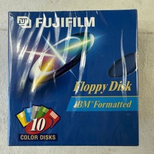 Fujifilm Floppy Disk  IBM 3.5” IBM Formatted Disks 10 Colored Pack Brand New picture