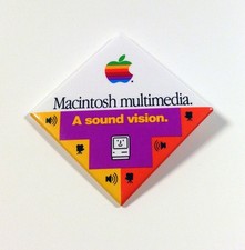 Vintage Apple Computer Macintosh Multimedia Sound Vision Pinback Button Badge picture