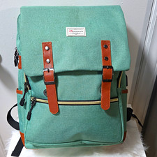 Modoker Padded Canvas Backpack Green/Brown 15in Laptop Modoker Fashionbag picture