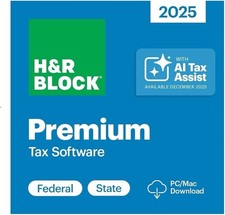 NEW 2025 H&R Block Tax Software Premium for PC Mac Key Card Self employed Rental picture