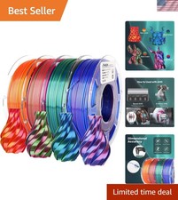 Precision Silk PLA Filament 1.75mm - 4 Spools Dual Color for Flawless Printing picture
