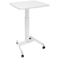 Mobile Standing Desk Adjustable Rolling Laptop Cart White 23.6 x20.5 Mount-It picture