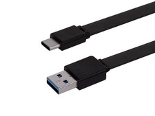 Monoprice Flat USB Type-C to Type-A 3.2 Gen1 Charge 6 Feet (1 Pack), Black picture