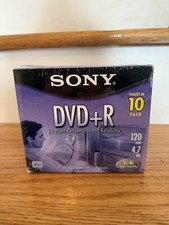 Sony DVD + R 10 Pack Discs With Cases 120 min 4.7 GB Blank New Sealed Blank DVDs picture