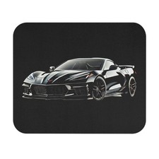 Black Corvette C8 Mouse Pad – Modern American Sports Car Desk Mat picture