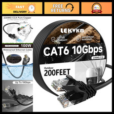 200ft Cat 6 Ethernet Cable, 23AWG CCA, Waterproof Outdoor, Direct Burial, 10Gbps picture