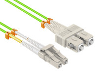 1m OM5 LC to SC Multimode Fiber Patch Cable 50/125 Duplex Lime Green picture