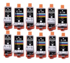 12PK PGI 35BK CLI 36C Ink Tanks + chip for Canon Pixma iP100 iP110 TR150 w/ chip picture