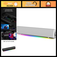 Compact RGB Gaming Soundbar, Superwide Audio, Stylish White Design, PC & Console picture