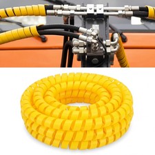 12Ft Spiral Wrap Hose Cable Protector Heavy Duty Hydraulic Hose 1 Inch Yellow picture