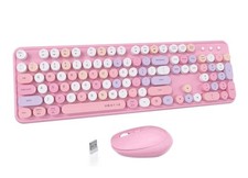 UBOTIE Dual Mode Colorful Wireless Keyboard And Mouse,  Retro Typewriter Style picture