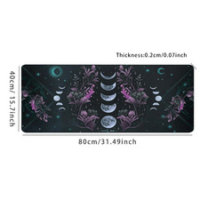 1pc Mystical Phase And Floral Design Large Mouse Pad - Non-Slip, Stitched Edge picture