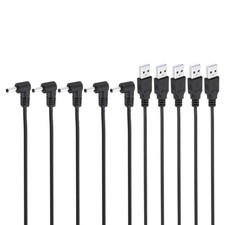 USB 2.0 A Type to DC 3.5x1.35mm 90 Degree Angle Barrel Power Cable 5pcs Black picture
