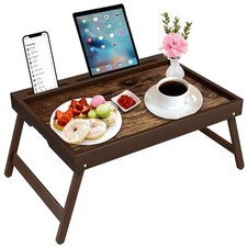 Bamboo Breakfast Tray with Foldable Legs & Detachable Stand | Ergonomic Large picture