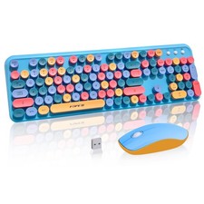 Wireless Keyboard and Combo, 105 Keys Full-Sized 2.4 GHz Round Keycap Colorfu... picture