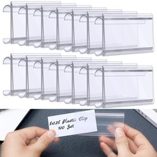 100 Pcs Plastic Wire Shelf Label Holder, Sign and Ticket Holder Clips with Pa... picture