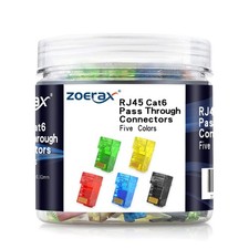 100-Pack RJ45 Cat6 Pass Through Connector, Assorted Colors, RJ45 Modular Plug... picture