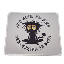 Mouse Pad With Stressed Wide Eyed Black Cat Design picture