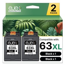 ejet 63XL Black Ink Cartridge Replacement for HP Ink 63 for HP 63 Black Ink C... picture