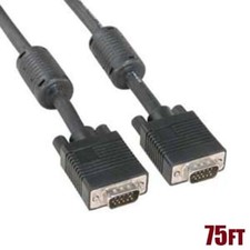 75FT 15pin SVGA VGA Adapter PC Monitor M/M Male To Male Cable w/ Ferrite Cores picture