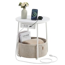 VASAGLE LILEA Collection - Side Table with Charging Station, Round End Table ... picture