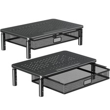 2 Pack Adjustable Monitor Stand Riser with Metal Drawer - 3 Height Options picture