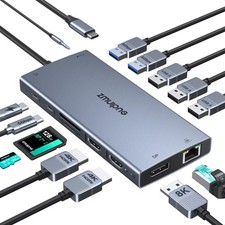 ZMUIPNG USB C Laptop Docking Station with 2 HDMI 4K@60Hz+DP 8K@30Hz 15 in 1 U... picture