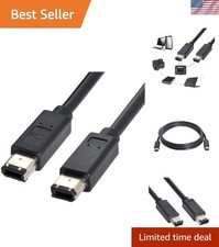Durable 70.87 Inch FireWire 400 Cable - Black, Plug-and-Play for Instant Setup picture